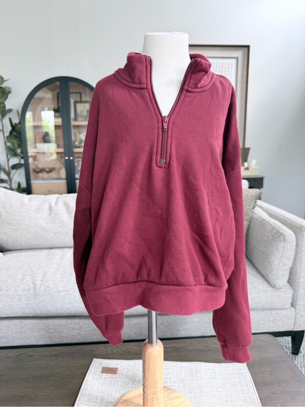 Weekend academy Girls XL (14-16) Half-Zip Pullover Hoodie - Burgundy